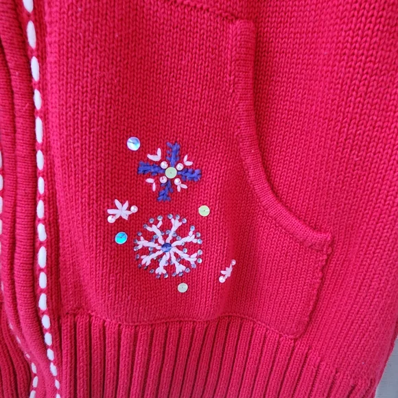 Red Holiday Sweater with Festive Patterns Sixe 2X - Picture 7 of 9